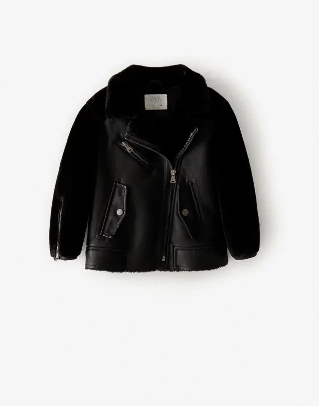 Zara Girls Faux Shearling Biker Jacket (7T) in Kids & Youth in City of Toronto - Image 2