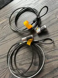 Two Kensington Lock combination cables, no hardware key required