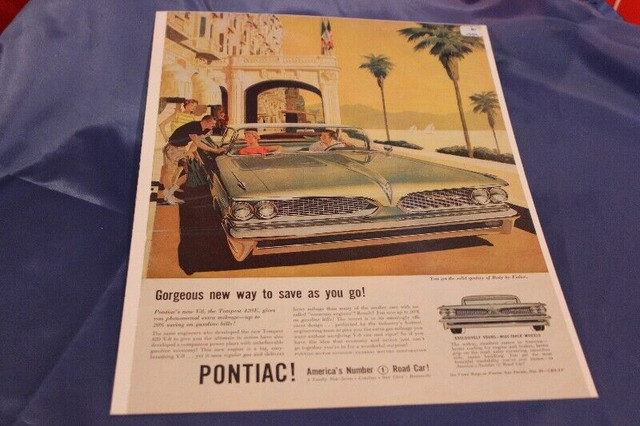 1959 Pontiac New V8 Original Ad in Arts & Collectibles in Calgary