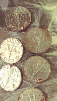 Canadian coins 1944 and 1945