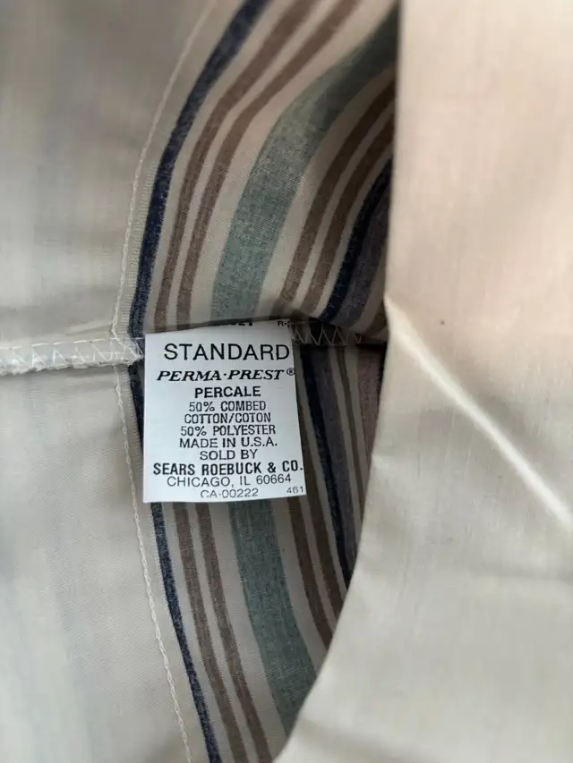 Made in USA Sears Roebuck Striped Percale Double Bed Sheet Set in Bedding in City of Toronto - Image 5