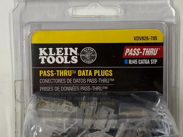 Klein Tools VDV826-705 Pass-Thru Modular Data Plugs RJ45-CAT6A410344497863741441