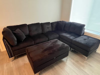 Black velvet sofa 