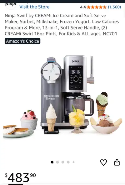 Create delightful frozen treats with this Ninja CREAMi ice cream and soft serve maker! This 13-in-1...