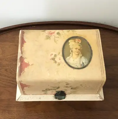 Antique Victorian Vanity/ Boudeoir Box-French Silk, View more