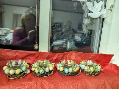 New Easter Egg Wreath with Birdie her Nest four Easter candles, View more