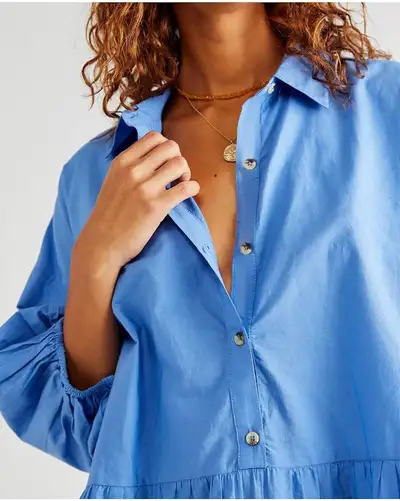 New Summer Mini Dress Puff Sleeve , Button Down Shirt Dress, View more