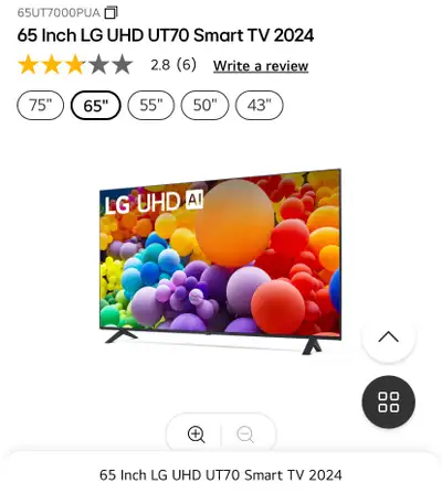 BNIB 65 Inch LG UHD UT70 Smart TV (2024) for sale. I won it but I don’t need the TV at the moment. S...
