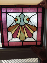 2 Antique Stain Glass Panels