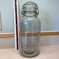 Vintage Clear Half Gallon Canning Jar Glass Wire Bale Lid