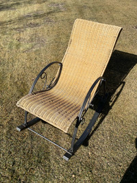 MOVING SALE Outdoor Iron Wicker Rocker Rocking Chair Patio Deck