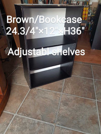 Brown Bookcase Shelf **adjustable shelves/height 36"