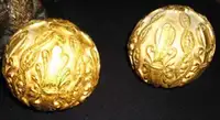 2 Gold Ornate Deco Balls