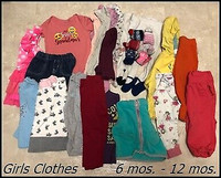 Baby Girls Clothes 6 mos. - 12 mos. $10