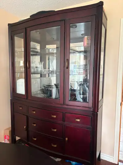 Solid wood light up buffet hutch, View more