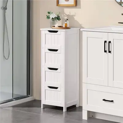 Bathroom Floor Cabinet, Wooden Side Storage Organizer Free Stand, View more