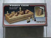 Chess Board Wood, Book type, with Wood Staunton Chessmen