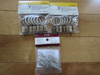 Brand new 7 rings with clips (x2) and 1-1/2" Pin on Drapery hook