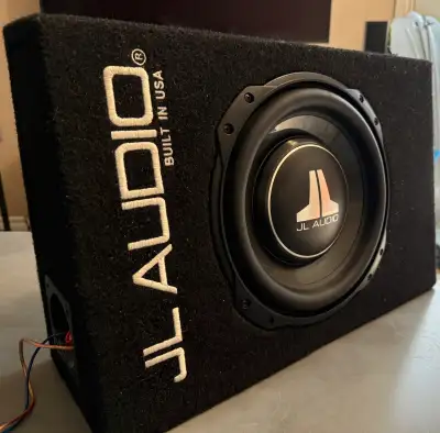 10 inch JL subwoofer in a sealed enclosure, perfect for under seat in pickup trucks or for small spa...