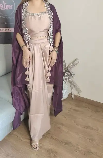 Indo western 3 pice  fusion outfit with Cape , View more