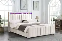 Never Use Velvet Storage Bed With LED Light With Free Delivery
