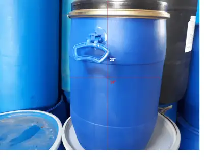 8 - 15 - 45 - 55 plastic food grade barrels. 8 gallons -$30 15 gallons - $30 -sold 45 gallons - $30...