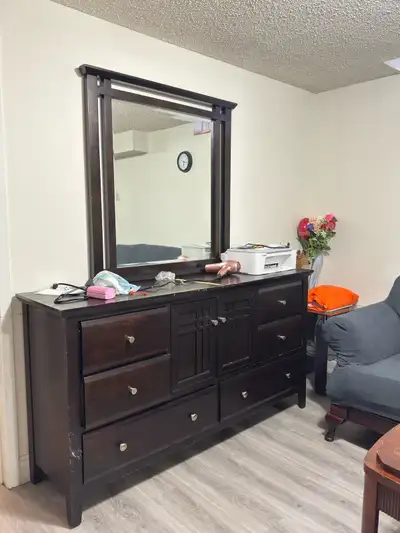Dark Wood Dresser with Mirror, View more