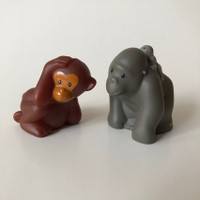 2 Fisher Price Little People Gorilla Baby Monkey Ape Chimpanzee