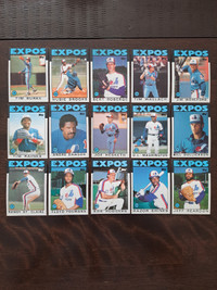 28 cartes Expos de Montréal saison 1986 Topps condition Mint