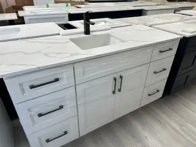 60”single sinks Vanity+ Quartz Countertop, View more