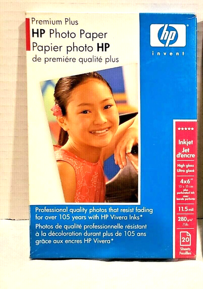 HP PREMIUM PLUS 4X6 PHOTO PAPER - **NEW**, View more