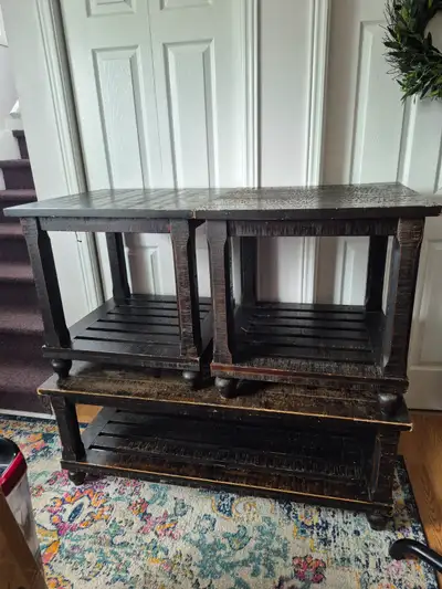 Solid Wood Chocolate Cofee Table & End Table Set, View more