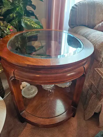 Glass Oval Side Table (x2) - Thomasville