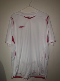 White/red Umbro soccer shirt/jersey 