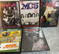 5 dvds. New York Dolls, Stooges, MC5, indie videos