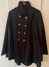 Double breasted cloak overcoat, elegant lapel