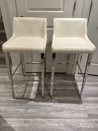 Bar stools- modern white leather