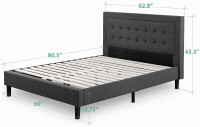 Zinus Upholstered Button Tufted Premium Platform Bed / Strong Wo