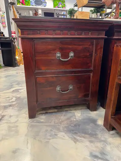 ✅ 2 grandes Tables de chevet en acacia, 2 tables de nuit Inde, View more