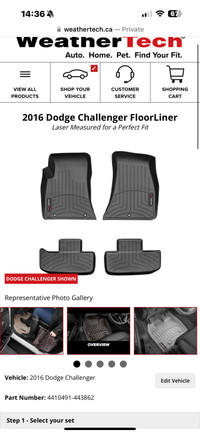 WeatherTech Floorliners and Cargo Mat Dodge Challenger 2015+