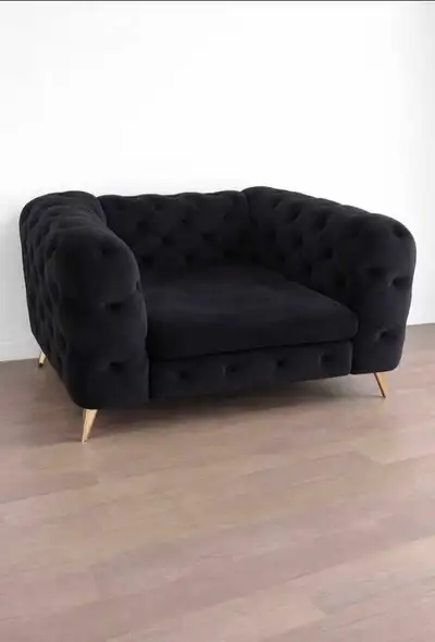 Velvet Tufted Sofa and Armchair Set, View more