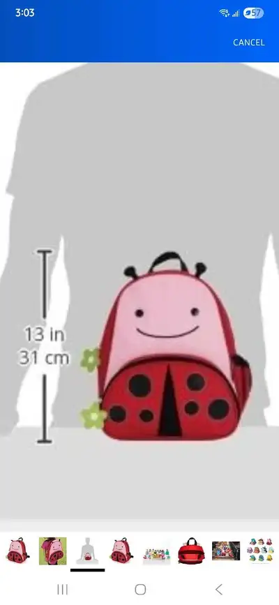 Lady bug toddler back pack, View more