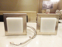 Pair of Brushed Nickel And Frost Glass Square In Ceiling Lights