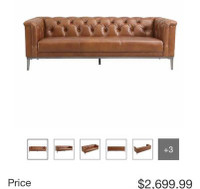 Brand new top grain leather sofa