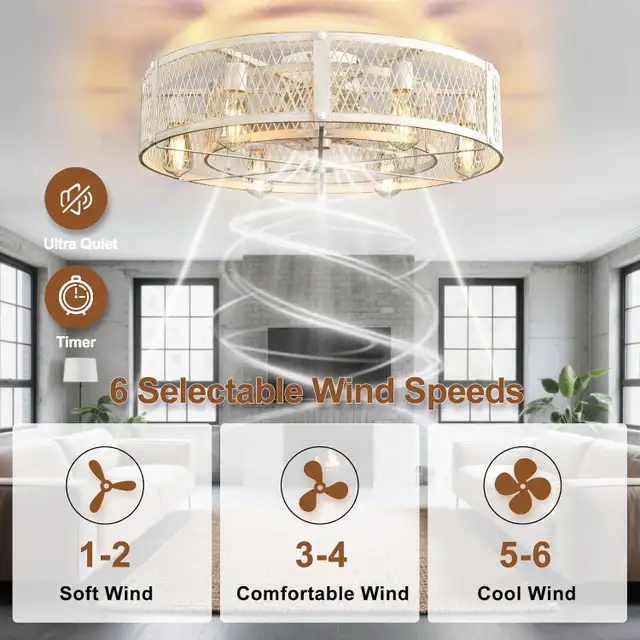 Depuley 26" Flush Mount Ceiling Fan: Low Profile Farmhouse Style in Indoor Lighting & Fans in Mississauga / Peel Region - Image 6