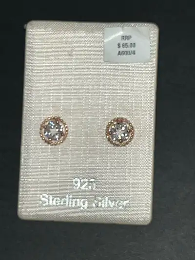 New Rose gold 925 silver CZ stud earrings, View more