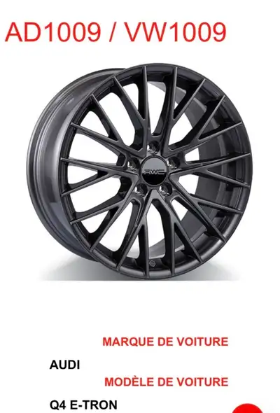 4 Mags RWC de 19”X8,5” pour Audi Q4, Q3, VW ID.4, Taos, Tiguan, Jetta et Golf; en excellent état (2...