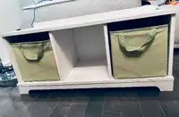 3 Cubes Storage Bench White -Rangement pour jouets avec 2 bacs