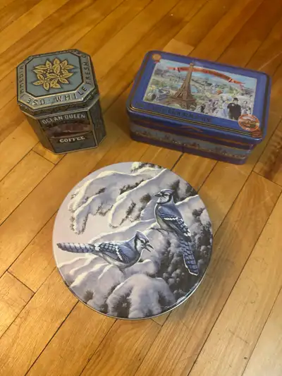 3 NEW TINS very nice cookie, coffee/tea, keepsakes tins, View more
