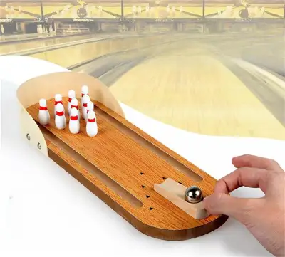 Mini Desktop Bowling - Wooden Mini Bowling Ball Game, View more